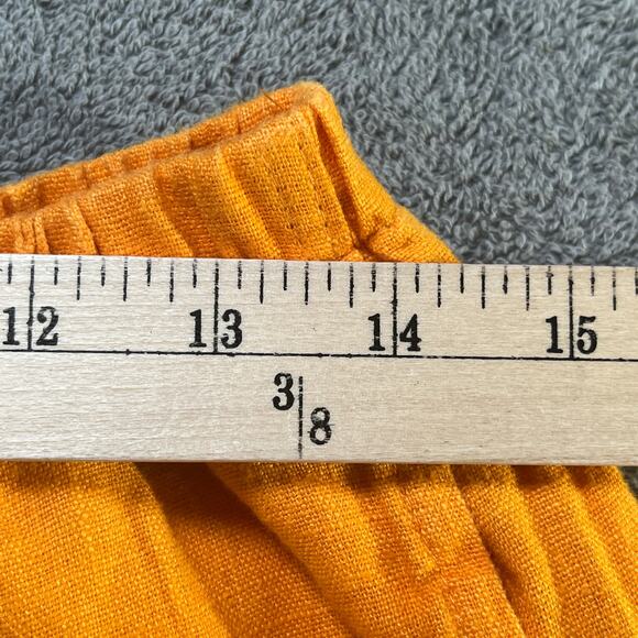 Flax Pants Womens Small Yellow Linen Cropped Pull On Lagenlook Travel Vacation - Picture 11 of 11